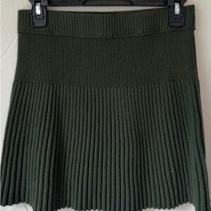 Aerie Green Pleated A-Line Skirt